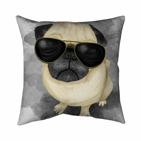 BEGIN HOME DECOR 26 x 26 in. Pug with Style-Double Sided Print Indoor Pillow 5541-2626-AN94